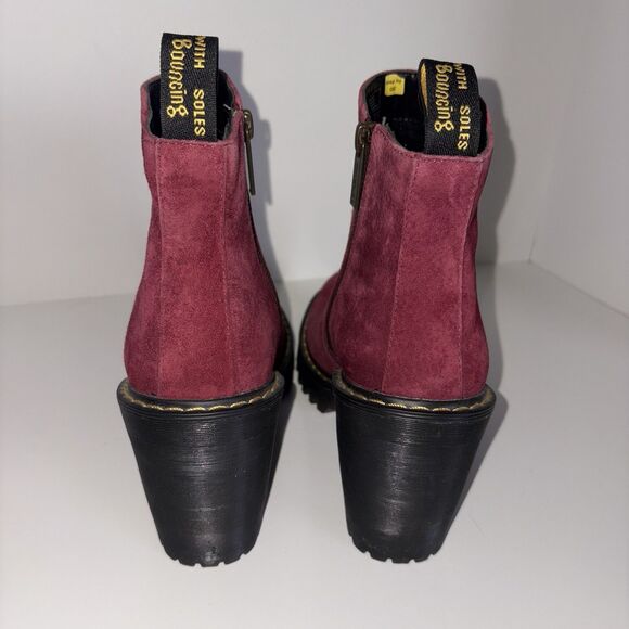 Doc Martens Size 7 Magdalena Suede Leather Ankle Boots 4" Heels Burgundy Wine - Picture 7 of 12